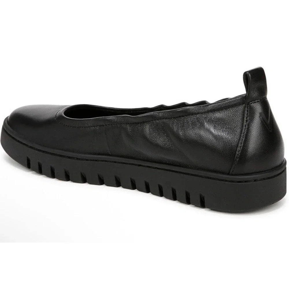 Vionic Womens Uptown Ballet Slip-ons Black Leather 7 Medium Supportive New